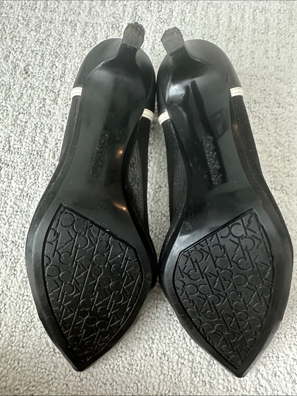 Calvin Klein Black Pumps with White Trim - Pointed Toe Heels - Picture 5 of 13